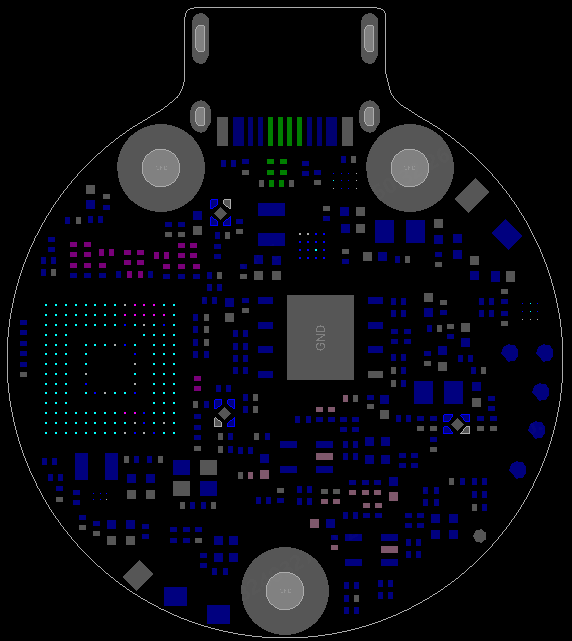 Top-layer PCB layout of a round multi-microphone array board